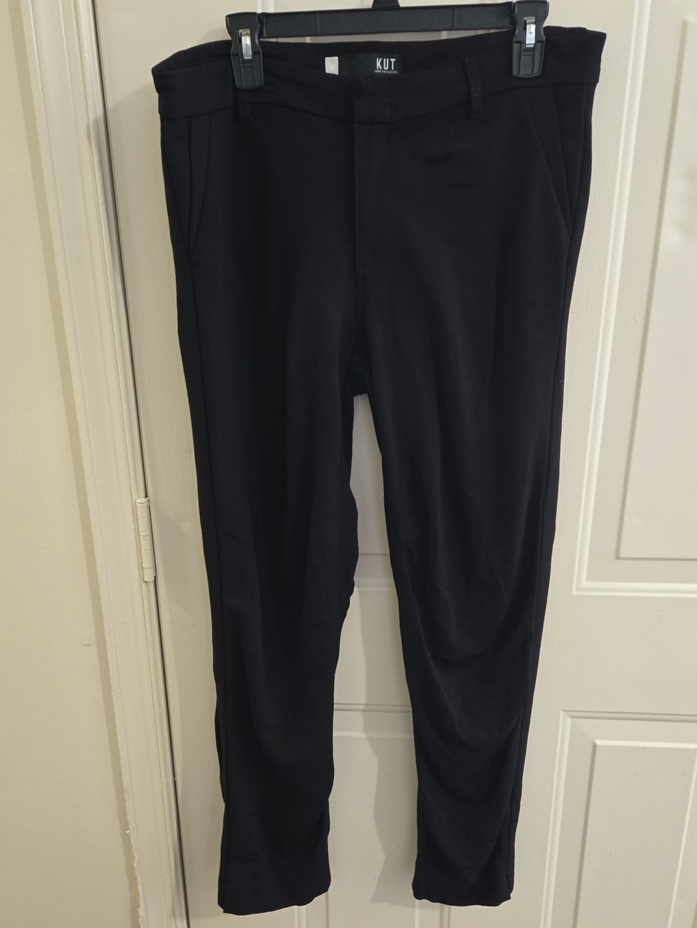 Kut from the Kloth Elizabeth Straight Leg Black Trousers Pants Stretch 12 Office